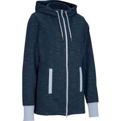 Bluza rozpinana z kapturem, długi rękaw bonprix ciemnoniebieski melanż. Niebieskie bluzy damskie bonprix, bez wzorów, z długim rękawem, długie, z kapturem. Za 99,99 zł.