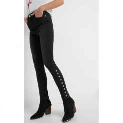 Jeansy skinny z guzikami. Czarne boyfriendy damskie Orsay, z bawełny, z podwyższonym stanem. Za 99,99 zł.
