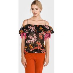 Pinko Brigit Top Czarny. Czarne bluzki damskie Pinko, l, w kwiaty, z bawełny, bez kołnierzyka, bez rękawów. Za 1141,95 zł.