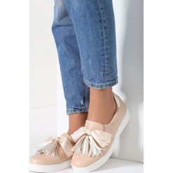 Beżowe Slip On Three Rain. Brązowe trampki damskie slip on marki vices, z satyny. Za 39,99 zł.