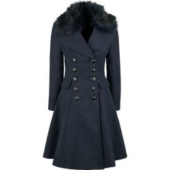 Hell Bunny Milan Coat Płaszcz damski granatowy. Niebieskie płaszcze damskie marki Hell Bunny, xl, bez wzorów, z jedwabiu. Za 341,90 zł.