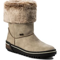 Śniegowce RIEKER - Z6492-60 Beige Kombi. Brązowe kozaki damskie Rieker, na zimę, z wełny, bez obcasa, bez zapięcia. W wyprzedaży za 219,00 zł.