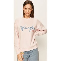 Wrangler - Bluza. Różowe bluzy damskie Wrangler, s, z nadrukiem, z bawełny, bez rękawów, bez kaptura. W wyprzedaży za 159,90 zł.