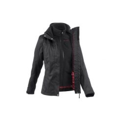 Kurtka turystyczna RainWarm 100 3w1 damska. Czarne kurtki damskie QUECHUA, xl, bez wzorów, z poliesteru, bez kaptura, trekkingowe. W wyprzedaży za 149,99 zł.