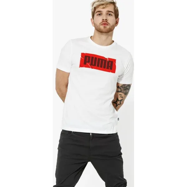 Puma Koszulka Ss Wording Tee Graphic , biały, rozmiar M. Białe koszulki męskie Puma, m, bez wzorów, z bawełny, z klasycznym kołnierzykiem, bez rękawów. Za 99,99 zł.