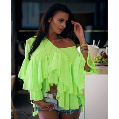 Koszula ,, BE LOVE" seledyn. Koszule damskie Divinostyle, na co dzień, xs, bez wzorów, z elastanu, bez kołnierzyka, bez rękawów. W wyprzedaży za 89,00 zł.