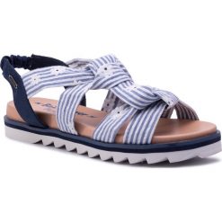 Sandały PEPE JEANS - Zoe Flowers PGS90127 Union Blue 562. Niebieskie klapki damskie Pepe Jeans, bez wzorów, z jeansu, bez obcasa. W wyprzedaży za 189,00 zł.