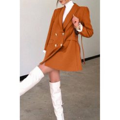Sukienka ZARDINA. Pomarańczowe sukienki damskie IVET, na co dzień, bez wzorów, z materiału, eleganckie, bez kołnierzyka, z długim rękawem, długie, mini. W wyprzedaży za 99,00 zł.