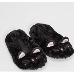 Kapcie damskie: Slippersy z uszami – Czarny