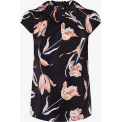 Comma - Bluzka damska, niebieski. Niebieskie bluzki damskie comma, bez wzorów, z satyny, retro, bez kołnierzyka, bez rękawów. Za 229,95 zł.