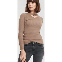Jasnobrązowy Sweter Sit Through. Brązowe swetry klasyczne damskie other, uniwersalny. Za 39,99 zł.