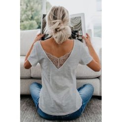 Damska bluzka GARLENA GREY. Szare bluzki damskie Damska bluzka GARLENA GREY, s, bez wzorów, bez kołnierzyka. W wyprzedaży za 59,00 zł.