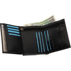 Portfele męskie: Elegancki czarny skórzany męski portfel SOLIER RFID secure