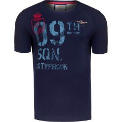 T-shirt AERONAUTICA MILITARE. Niebieskie t-shirty męskie Aeronautica Militare, m, z nadrukiem, z bawełny, militarne, z okrągłym kołnierzem. W wyprzedaży za 176,00 zł.