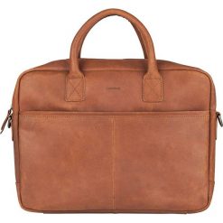 Skórzana torebka w kolorze szarobrązowym na laptop - 40 x 29 x 5 cm. Brązowe torby na laptopa Bloomsbury, w paski, ze skóry. W wyprzedaży za 253,95 zł.