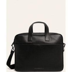 Emporio Armani - Torba. Czarne torby męskie skórzane Emporio Armani, w paski, z poliesteru, biznesowe, na ramię, małe. Za 1699,00 zł.
