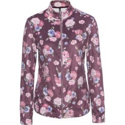 Bluzy damskie: Bluza aksamitna bonprix matowy jeżynowy w kwiaty