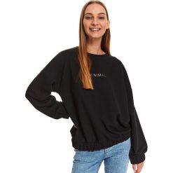 Żakardowa bluza. Czarne bluzy damskie Top Secret, na jesień, s, bez wzorów, z żakardem, z długim rękawem, długie, bez kaptura. W wyprzedaży za 69,99 zł.