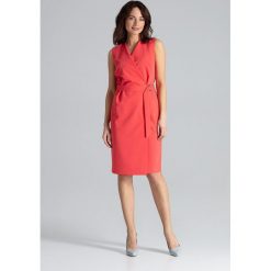 Sukienka kopertowa elegancka - s. Sukienki damskie e-margeritka.pl, s, bez wzorów, z poliesteru, eleganckie, z długim rękawem, długie, bez kaptura. Za 174,99 zł.