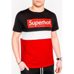T-shirt męski z nadrukiem S1083 - czarny. Czarne t-shirty męskie Ombre Clothing, s, z nadrukiem, z bawełny, bez kołnierzyka. Za 13,99 zł.