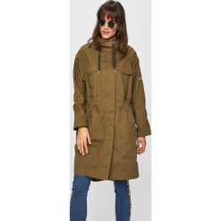 Tommy Jeans - Kurtka. Zielone kurtki damskie Tommy Jeans, s, bez wzorów, z bawełny, długie, z kapturem. Za 849,90 zł.