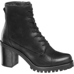 Botki damskie 5th Avenue czarne. Czarne botki damskie 5th Avenue, ze skóry, bez obcasa, na obcasie, na sznurówki. Za 219,90 zł.