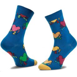 Skarpety Wysokie Unisex HAPPY SOCKS - STR05-7005 Niebieski. Niebieskie skarpetki męskie marki Happy Socks, z bawełny. Za 27,90 zł.