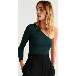 Mango - Bluzka Offshoul. Zielone bluzki damskie Mango, xs, bez wzorów, z elastanu, bez kołnierzyka, z długim rękawem. Za 59,90 zł.