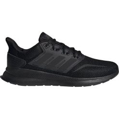 BUTY RUNFALCON. Czarne buty sportowe męskie Adidas, z materiału, bez zapięcia, na fitness i siłownię. Za 199,99 zł.