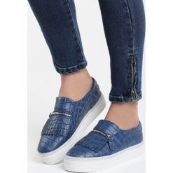 Granatowe Slip On Nilka. Szare trampki i tenisówki damskie Born2be, ze skóry. Za 39,99 zł.