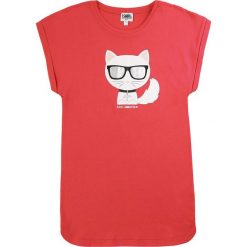 Karl Lagerfeld - Sukienka dziecięca 156-162 cm. Czarne sukienki dziewczęce KARL LAGERFELD, z nadrukiem, z bawełny, z krótkim rękawem, krótkie, mini, proste. Za 339,90 zł.