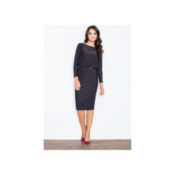 Sukienka M326 Czarny. Czarne sukienki damskie FIGL, xl, bez wzorów, eleganckie, z dekoltem na plecach, z długim rękawem, długie, dopasowane. Za 129,00 zł.