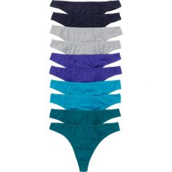 Stringi (10 par) bonprix niebiesko-turkusowo-jasnoszary melanż. Niebieskie stringi damskie bonprix, bez wzorów. Za 69,90 zł.