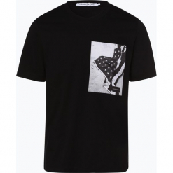 Calvin Klein Jeans - T-shirt męski, czarny. Czarne t-shirty męskie marki Calvin Klein Jeans, s, w paski, z jeansu, bez kołnierzyka. Za 229,95 zł.