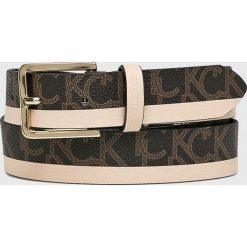 Calvin Klein - Pasek skórzany. Pomarańczowe paski damskie marki Calvin Klein, w paski, ze skóry ekologicznej. Za 229,90 zł.