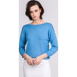 Sweter długi rękaw damski. Niebieskie swetry damskie Monnari, xxl, bez wzorów, z wiskozy, wizytowe, z długim rękawem, długie, bez kaptura. W wyprzedaży za 79,50 zł.