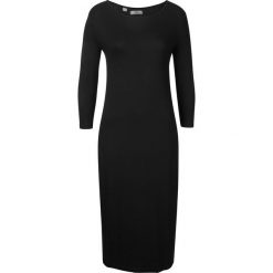 Sukienka shirtowa z rękawami 3/4 bonprix czarny. Czarne sukienki damskie bonprix, bez wzorów, bez kołnierzyka, bez rękawów. Za 74,99 zł.