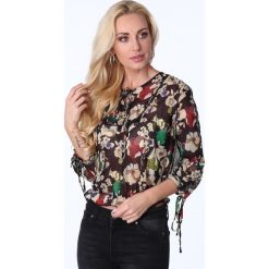 Bluzka cienka w kwiaty czarna MP28546. Czarne bluzki damskie Fasardi, l, w kwiaty. Za 55,20 zł.