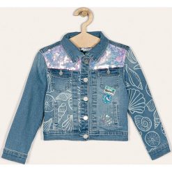 Desigual - Kurtka dziecięca 104-164 cm. Niebieskie kurtki dziewczęce Desigual, bez wzorów, z elastanu, krótkie, bez kaptura. W wyprzedaży za 279,90 zł.