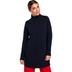 Sweter tunika - granatowy. Niebieskie tuniki damskie Style, s, bez wzorów, z poliesteru, z długim rękawem, długie, bez kaptura. W wyprzedaży za 149,00 zł.