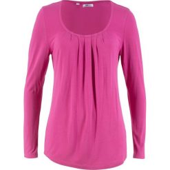 Shirt, długi rękaw bonprix fuksja. Różowe koszulki damskie marki bonprix, bez wzorów, bez kołnierzyka, z długim rękawem. Za 21,99 zł.