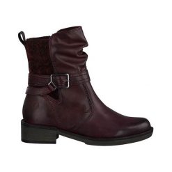 Tamaris Buty burgundowy female czerwony 37. Czerwone botki damskie Tamaris, ze skóry, bez obcasa, z paskami. Za 199,95 zł.