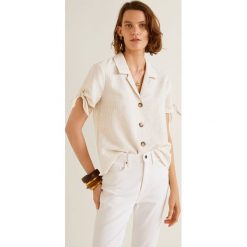 Mango - Koszula Rustic. Szare koszule damskie Mango, l, w paski, z bawełny, z krótkim rękawem. Za 119,90 zł.