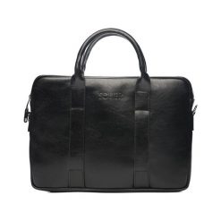 Skórzana czarna męska torba na laptopa Solier William. Czarne torby męskie skórzane Solier, bez wzorów, ze skóry, eleganckie, na ramię. Za 419,00 zł.