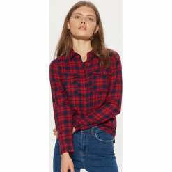 Koszula w kratę - Czerwony. Czerwone koszule wiązane damskie Cropp, l. Za 49,99 zł.
