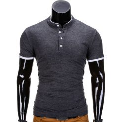 KOSZULKA MĘSKA POLO BEZ NADRUKU S848 - GRAFITOWA. Szare koszulki polo męskie marki Ombre Clothing, m, z nadrukiem. Za 29,00 zł.
