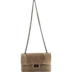 Skórzana torebka w kolorze szarobrązowym - 28 x 16 x 8 cm. Brązowe torebki klasyczne damskie ORE10, w paski, ze skóry. W wyprzedaży za 175,95 zł.