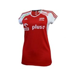 Koszulka adidas 3 stripe vbl ss (o89838). Czerwone t-shirty damskie Adidas, z nadrukiem, z materiału, bez kołnierzyka. Za 179,99 zł.
