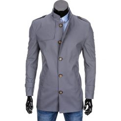 PŁASZCZ MĘSKI C269 - SZARY. Szare płaszcze na zamek męskie Ombre Clothing, m, z bawełny, eleganckie. Za 149,00 zł.