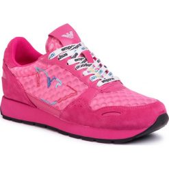 Sneakersy EMPORIO ARMANI - X3X058 XM264 R732 Fuxia/Fuxia/Fuxia. Różowe półbuty damskie Emporio Armani, na co dzień, bez wzorów, ze skóry, bez obcasa, na płaskiej podeszwie, bez zapięcia. Za 799,00 zł.
